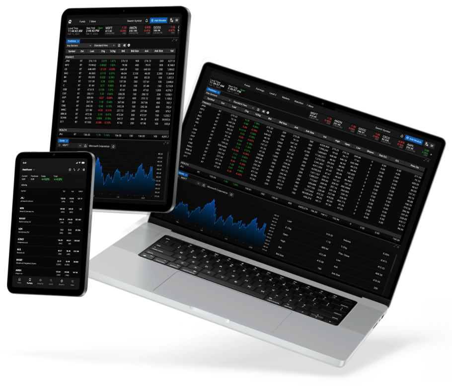 A laptop, tablet, and mobile device displaying TMX PowerStream's responsive application